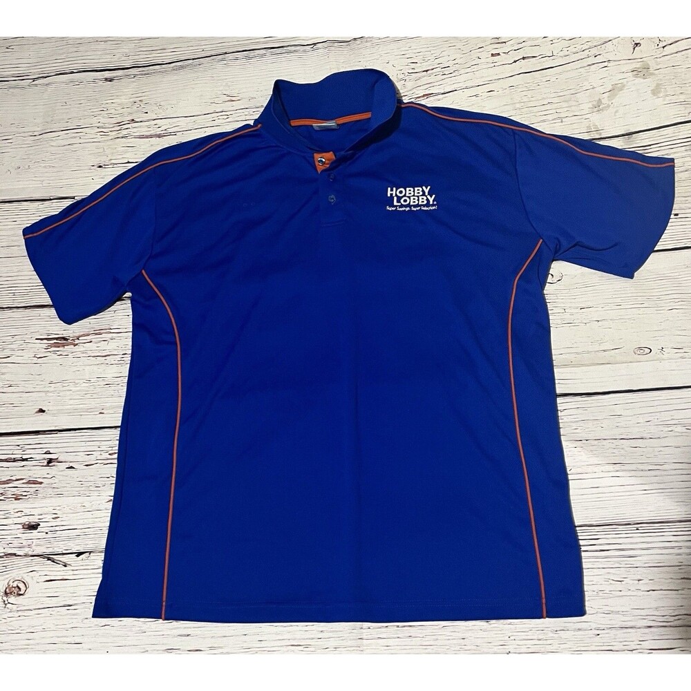 Hobby Lobby Employee Polo Shirt Uniform XL Blue Short Sleeve Embroidered